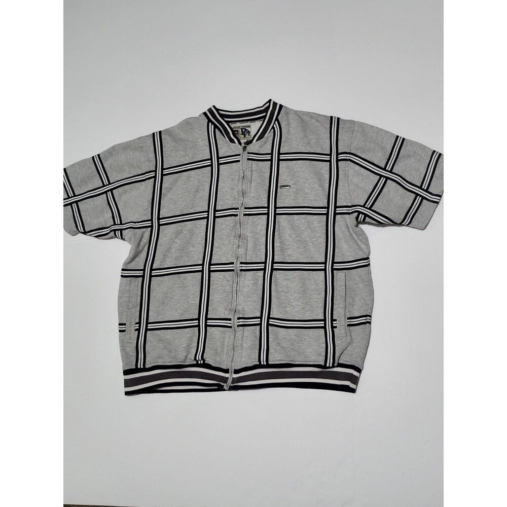 (#A1) Phat Farm Embroidered Vintage Y2K Short Sleeve Full Zip    Men  Large Gray